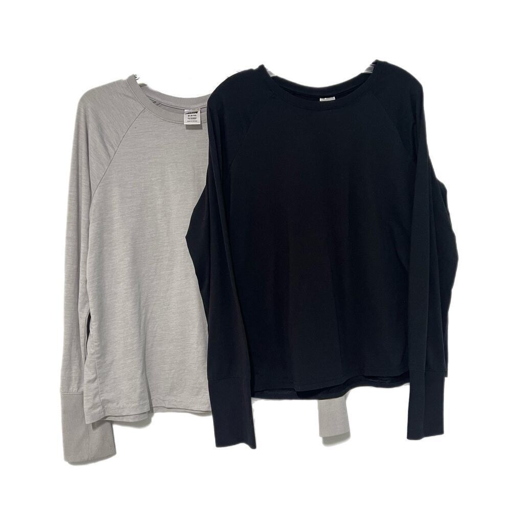 Avia Long Sleeve Tees - Black and Light Gray